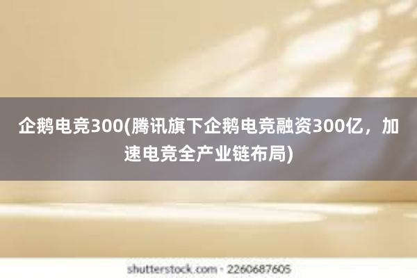 企鹅电竞300(腾讯旗下企鹅电竞融资300亿，加速电竞全产业链布局)