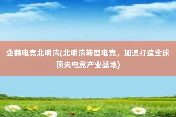 企鹅电竞北明清(北明清转型电竞，加速打造全球顶尖电竞产业基地)