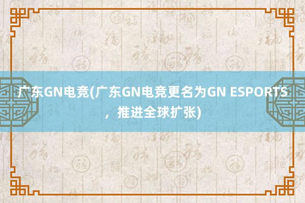 广东GN电竞(广东GN电竞更名为GN ESPORTS，推进全球扩张)