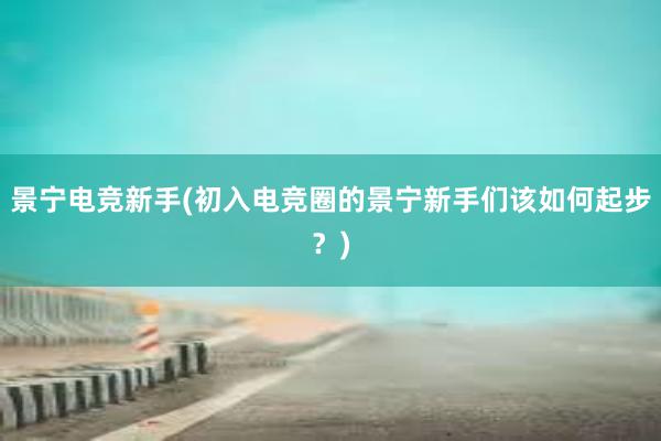 景宁电竞新手(初入电竞圈的景宁新手们该如何起步？)