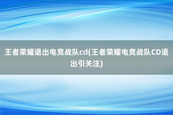 王者荣耀退出电竞战队cd(王者荣耀电竞战队CD退出引关注)