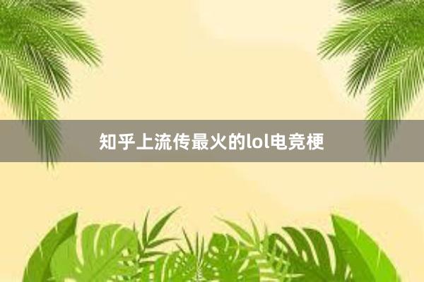 知乎上流传最火的lol电竞梗