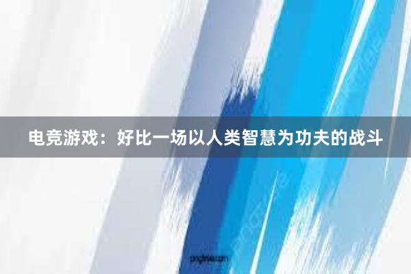 电竞游戏：好比一场以人类智慧为功夫的战斗