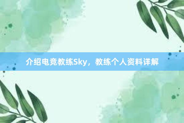 介绍电竞教练Sky，教练个人资料详解